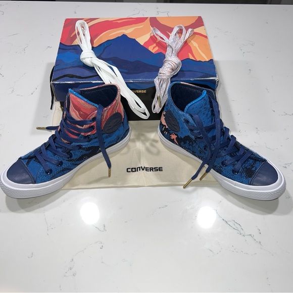 Converse Chuck Taylor All-Star II Medieval Blue High Tops Mountains/Sunrise - Picture 13 of 16